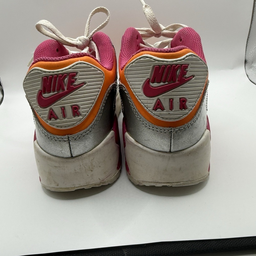 Nike Air Max 90 Pink Orange Silver Athletic Running Shoes Sneakers Youth Size 4 - Picture 5 of 8